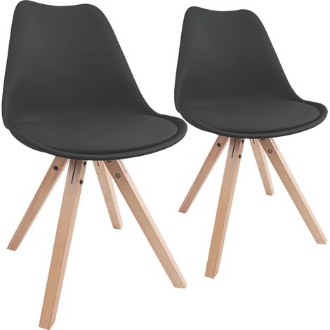 MOG Casa - 2 Sillas de comedor con piernas de madera y asiento estéril con piel sintética Negro (1/5)