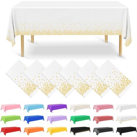 6er Pack Einweg-Tischdecken 137x274 cm Gold-Weiß, wasserdicht, rechteckig