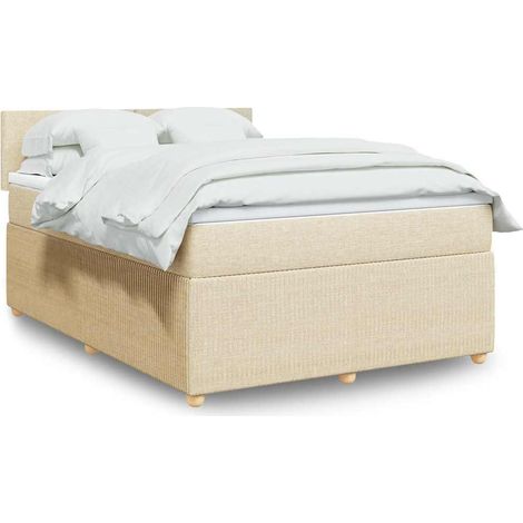 Boxspringbett mit Matratze Creme 140x200 cm Stoff