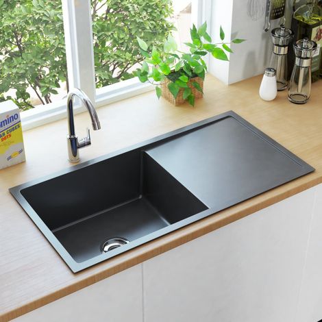 Évier de cuisine, Vasque à poser pour cuisine Granit Seul lavabo Beige HDXV124687 (1/5)