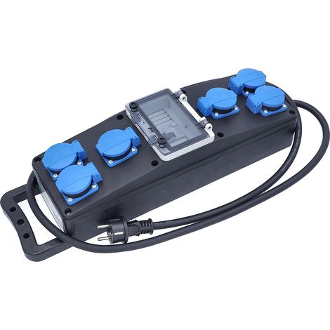 Rallonge multiprise S1 en Caoutchouc avec câble H07RNF 3G2,5 Noir 2 m (1/3)