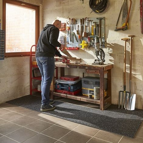 Mottez – Dalle en mousse 62x62cm – 10mm polyéthylène haute densité – Amortisseur pour garage et chantiers – Installation rapide en 1h (1/5)