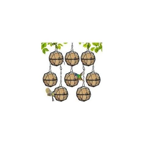 8 Pièces Supports pour Boules de Graisse, Mangeoire à Oiseaux Suspendue à Boule, Bird Feeder avec Crochets en Forme de S, Mangeoires Oiseaux Rond Exterieur, pour Jardins, Balcons, Cours, Jungles (1/4)