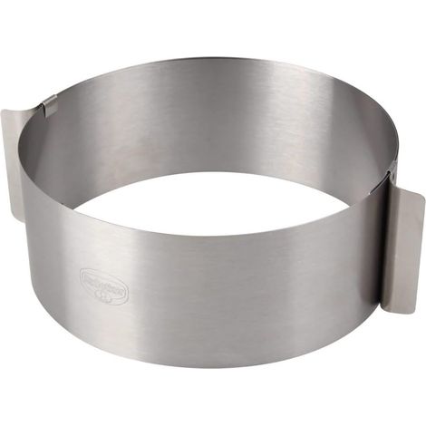 1 Cercle à tarte, Acier inoxydable, Réglable 16-30 cm, Flexible, Pour gâteaux à couches