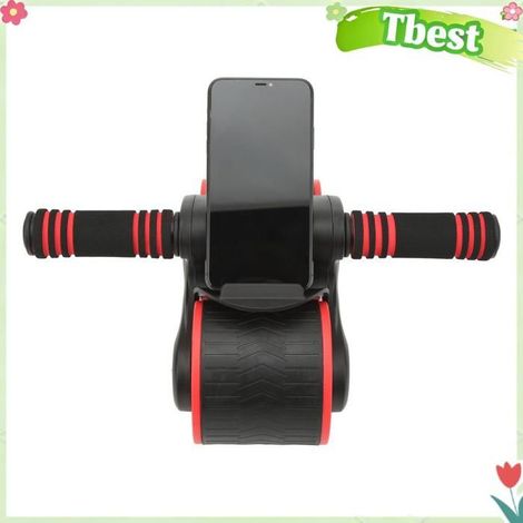 Tbest Rouleau de roues abdominales doubles rondes Roues abdominales rondes doubles, appareil d'exercice sport haltere Noir Rouge (1/5)
