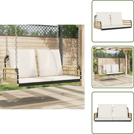 The Living Store Balancelle avec coussins 105x58x38 cm résine tressée et acier - Balancelle Jardin - Banc De Jardin - Chaise Suspendue - Mobilier Extérieur - Résine Tressée