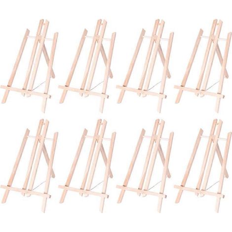 Lot de 8 chevalets en bois, supports pour toiles de peinture, pour étudiants et écoles. (1/5)