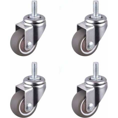 Roulette Pivotante Robuste en Caoutchouc à Tige Filetée Roulettes Chaise Replacement Roulette Mini Roulettes pour Meubles Roulettes Filetées Robustes pour Chariots M6x15mm Diamètre 25mm 4Pcs (1/5)