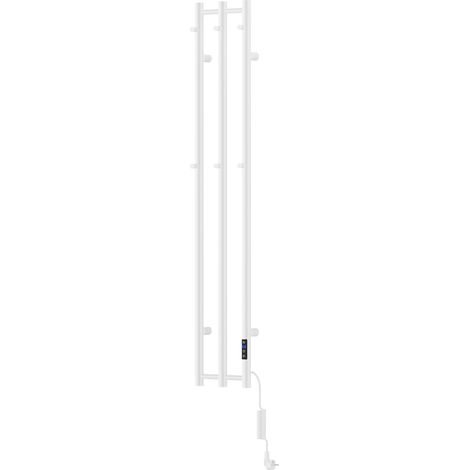 Sèche-serviettes électrique 200W Silla, radiateur salle de bain 140,5x24,2x4,2 cm, installation murale, design moderne, Blanc