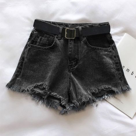 Women's high-waisted vintage ripped denim shorts for spring, summer, autumn, winter, holidays, beach, cycling, yoga, vacation, solid color, trendy, regular length, polyester clothing (1/5)