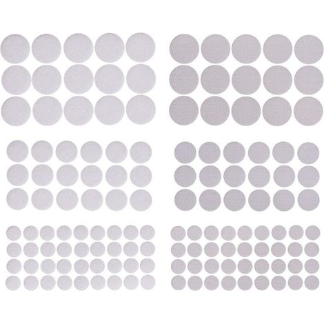 Velcro rond blanc autocollant, 69 pièces assorties