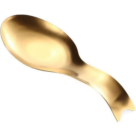 Repose-cuillère en acier inoxydable, repose-cuillère pour plan de travail, support doré pour cuillères, louches, spatules et autres ustensiles de cuisine. (1/3)
