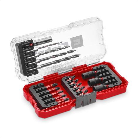Original Einhell S-CASE 18-tlg. schlagfestes Zubehör-Set (25-mm-Bits, 50-mm-Bits, 60-mm-Bithalter, Steckschlüssel, Metallbohrer inkl. Aufbewahrungsbox) (1/5)