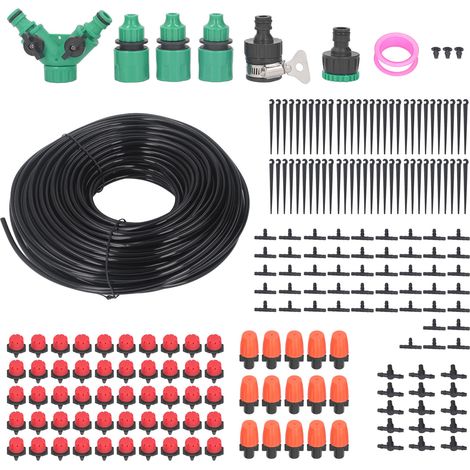 Kit d'arrosage goutte à goutte 50m, tuyau avec goutteurs réglables, irrigation automatique précise pour jardin, serre et champ (1/5)