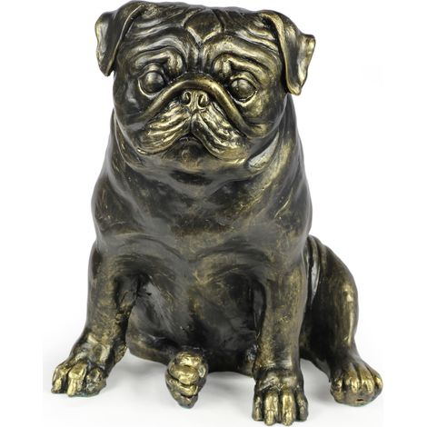 Pug, Mops, Carlin: una estatuilla de perro de tamaño natural, una figura a escala 1:1, una estatua de jardín de Art-Dog. (1/5)