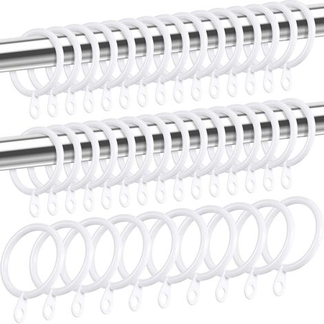Anillas metálicas para colgar cortinas y barras, 30 mm de diámetro interior, blancas, paquete de 40 unidades. (1/5)
