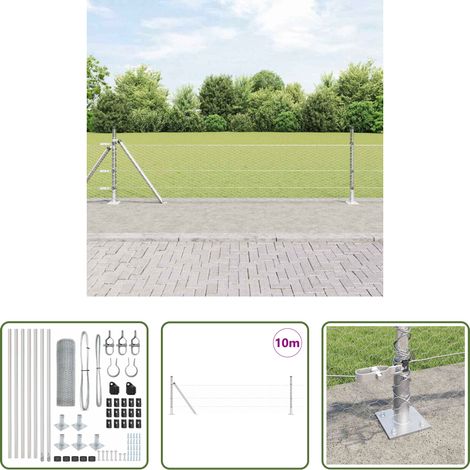 vidaXL Stahlpfosten - Zaunpfosten Silber 10 x 0,5 m (25 mm Maschenweite) Stahl (1/5)