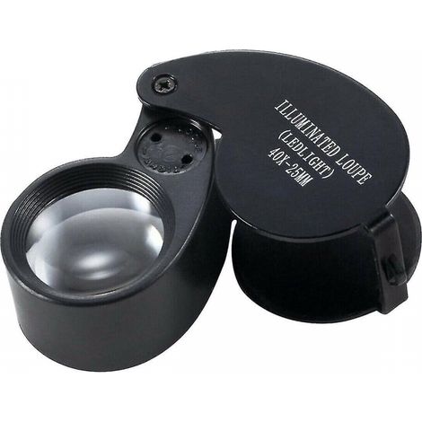 BEBUSINGOTO Lupa de aumento de 40x para joyería, lupa de cristal con luz LED para joyeros (1/5)