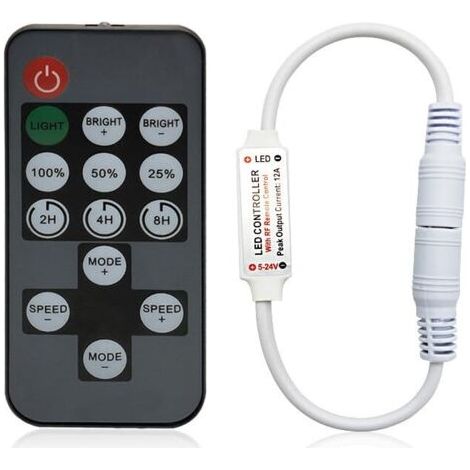 BUNTHAUS Variateur LED RF sans Fil 14 Boutons Télécommande Multifonction avec Timer, Compatible Bandes LED COB/5050 DC5V 24V, Contrôle Multidirectionnel Sans Visée (1/5)