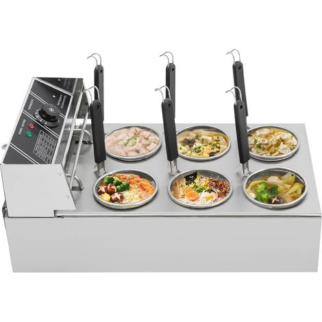 Nudelkocher, 2000 W, 20 l, elektrischer Edelstahl-Nudelkocher, gewerblicher Nudelkocher mit 6 Körben, Temperatureinstellbereich 60-200 °C