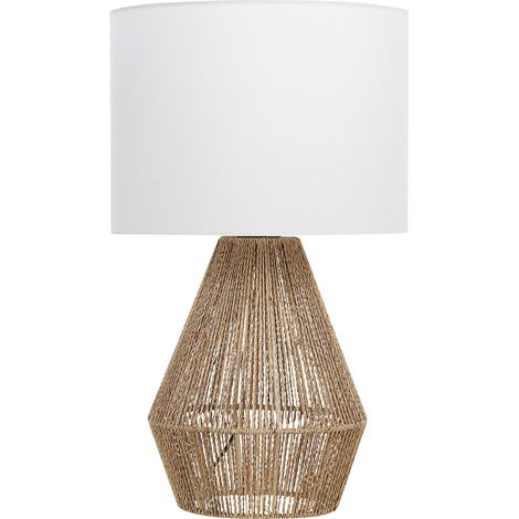 Lámpara de mesa de cuerda de papel blanco natural 52 cm hecho a mano Malewa (1/5)