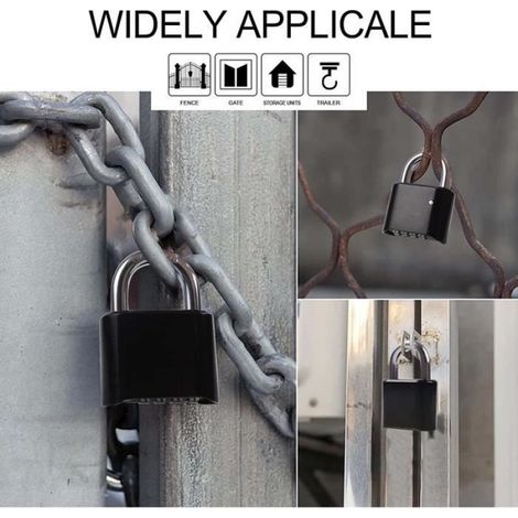 Cadenas à combinaison à 4 chiffres, Cadenas de sécurité robuste, Cadenas à code pour casier d'extérieur résistant aux,Noir (1/4)