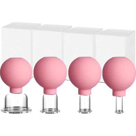 4PCS Ventouse Visage Kit, Verre + Silicone, Ventouse Massage Anti Cellulite Quatre Tailles, Permettant Traiter Manière Ciblée Problèmes du Visage, Remodeler Contours, Atténuer Gonflements (1/5)