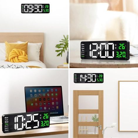 Orologio da parete digitale 406 cm (16 pollici) con LED,sveglia da parete con telecomando,2 impostazioni di allarme,luminosità regolabile,timer (1/4)