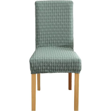 Housse de chaise tricotée jacquard, lot de 2, pour chaises hautes à dossier, idéale maison, restaurant, banquet, couleur verte, 2 pièces. (1/4)
