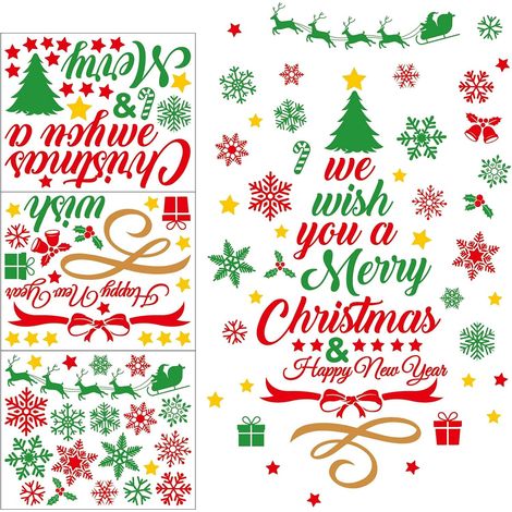 3 Feuilles NoëL Autocollants Fenetre Réutilisables, Stickers Fenetre Noël PVC, Autocollants Fenêtre muraux, pour DIY Décor Fenêtre, Vitrines, Façades (1/5)