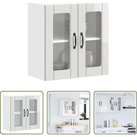 vidaXL Wandregal -  Küchen-Hängeschrank mit Glastür Lucca Hochglanz-Weiß Holzwerkstoff (1/5)