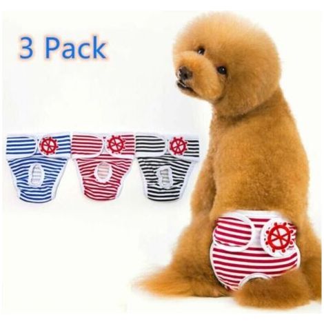 QORVA-Lot de 3 couches hygiéniques pour chien, réutilisables et lavables, pour la protection des règles, pour animaux de compagnie et pour chat (M) Y (1/4)