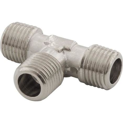 Té 1/4 gaz mâle 2 écrous fraisés Mecafer Té 1/4 gaz mâle 2 écrous fraisés Mecafer, (1/2)