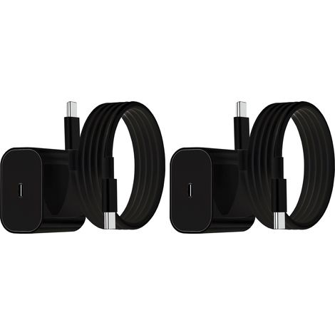Lot de 2 chargeurs pour Samsung 25 W - Adaptateur + câble USB-C, chargeur rapide noir (1/2)