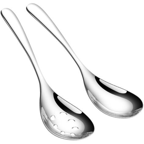 Set aus 2 geteilten Servierlöffeln aus Edelstahl, 23 cm lang, für Buffets, Partys, Bankette und den Küchengebrauch. (1/5)