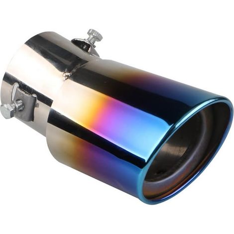 63mm Extrémités de Tuyau d'échappement Universel Embouts Silencieux D'Échappement Acier Inoxydable Voiture Silencieux Queue Unique Sortie Plier Bleu (1/5)