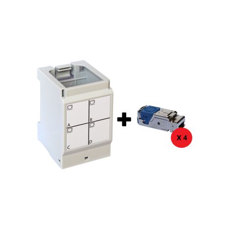 Legrand - Support pour 4 connecteurs RJ45 + 4 connecteurs RJ45 - Grade 2 TV - Ru00e9f: 413183x4 + 413180 (1/3)