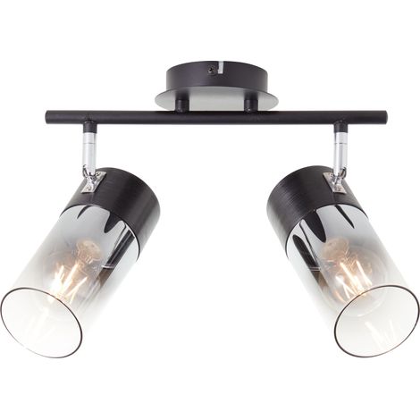 Lampe Brilliant Alia spot bar 2 lampes noir/verre fumé bois/métal noir 2x A60, E27, 40 W