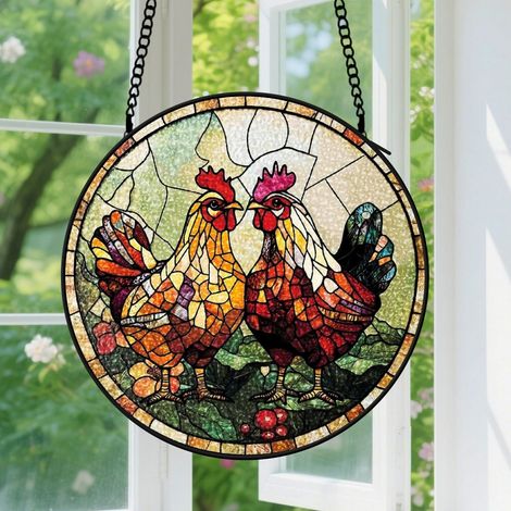 Suspension en vitrail - Attrape-soleil coloré unique pour porte, décoration élégante, cadeau Noël, Fête des Mères pour femme, homme 15 cm (1/5)