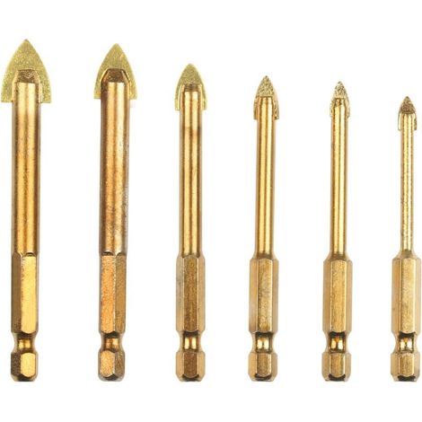 Foret de Carrelage en dur - Mèche Ceramique Revêtement 6 Pcs 4/5/6/8/10/12mm Alliage Titane (1/3)