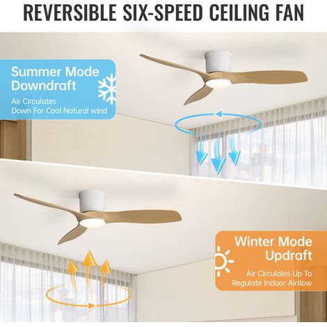 Ventilateur de plafond 132 cm – Éclairage LED tricolore – Télécommande 6 niveaux – Moteur à courant continu silencieux – Pales ABS aspect bois — vue 4