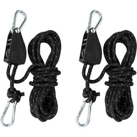 Tendeur de câble, hauban, cliquet de câble avec corde de 4 m, poulie avec tendeur de tente, haubans avec frein, idéal pour le camping, voile d'ombrage, tente, 2 pièces