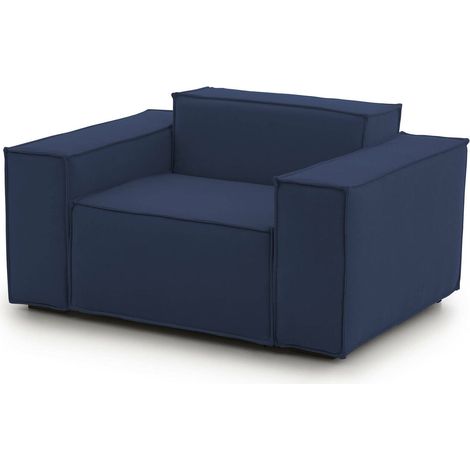 Dmora - Chaise longue Dciurri, Chaise longue, 100% Made in Italy, Fauteuil relax en tissu rembourré, Cm 140x95h70, Bleu