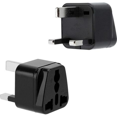 Black Plug Adapters – Set of 2 Type G Travel Adapters for Germany, Italy, Spain and France – Converter Device (1/5)