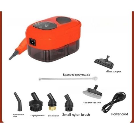 Esta lavadora a vapor portátil de alta pressão vem com 8 acessórios e é adequada para limpar diversos itens, como casas e carros. (1/4)