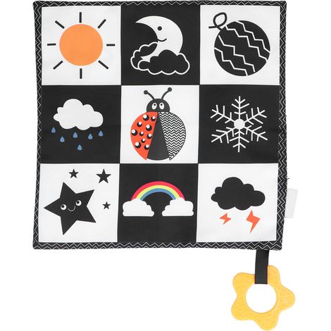 Carré de couverture apaisante pour bébé avec hochet et anneau de dentition, motif coccinelle, doudou sécurisant pour tout-petits (1/5)