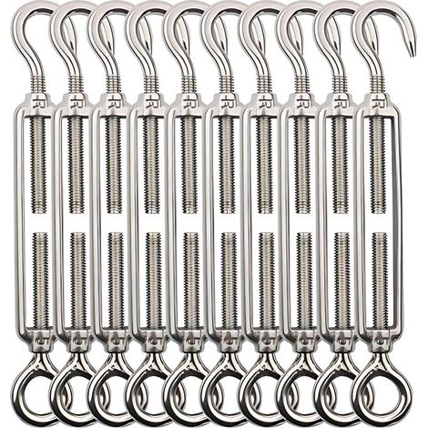 Tendeurs de câble M5 en acier inoxydable 304 – Résistants à la corrosion – Lot de 10, Kit de fixation pour voile d'ombrage – Convient pour une installation extérieure (1/5)