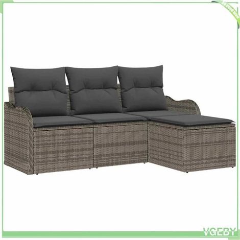 Ensemble de canapé de jardin - FAFEICY - Modulable - Gris - 4 personnes - Polyrotin avec rangement (1/5)