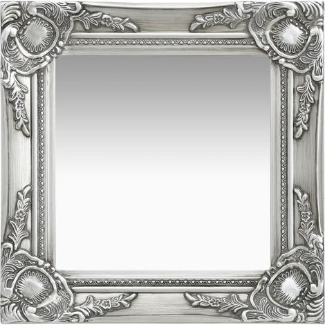 vidaXL Specchio da Parete Stile Barocco 40x40 cm Argento