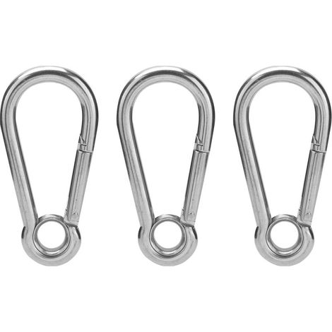 Lotto di 3 ganci a molla in acciaio inox con anello, accessori per la corda di sicurezza M10 (10mm) (1/5)